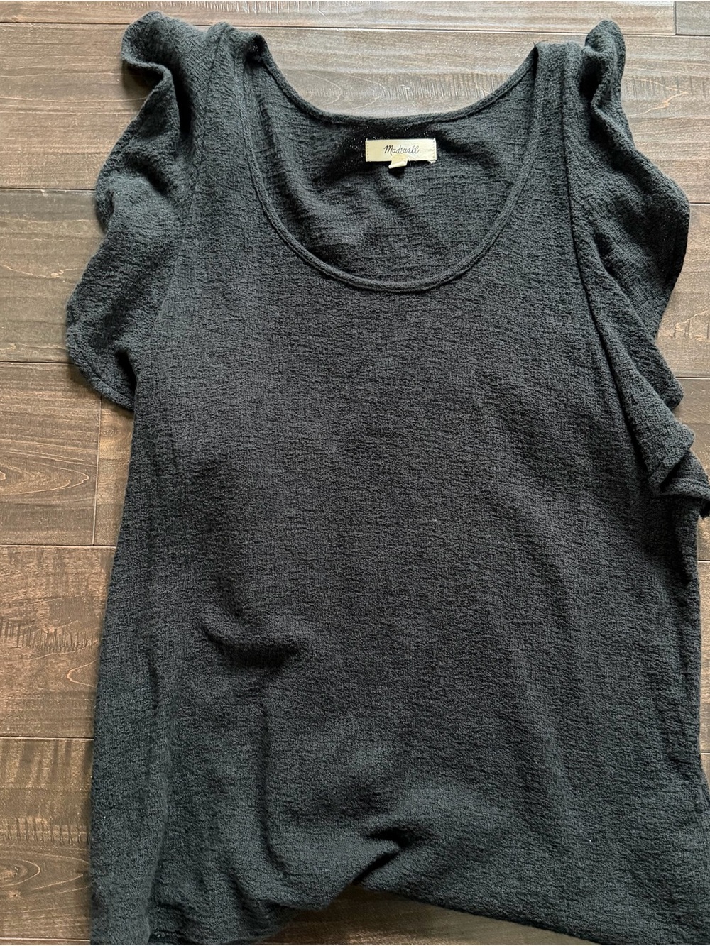 Madewell Black Ruffle Sleeve Tank Top